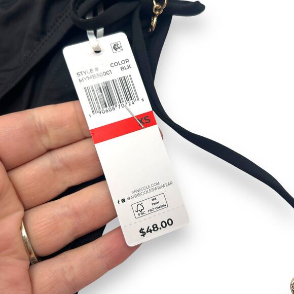 NEW Anne Cole Striped Bikini Set Size XS D Cup Ruched Swim Suit Halter NWT - Picture 12 of 14